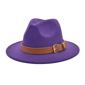 lanvender фетровая шапка фетровая шапка, с кожена лента за жени джаз шапка фетровая шапка травянисто-зелен дамски фетровая шапка с верига-пончиком дамски шапки