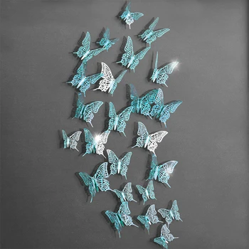 12 бр. 3D Пеперуда Стикер На Стената е Куха Лястовича Опашка Пеперуда Стикери за Стена за Сватбена Украса на Прозореца в Хола Начало Декор