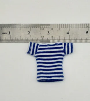 Синя модел тениска на райета 1/12 за 6-инчов форма на кукла