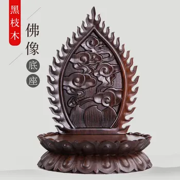 Азиатската дърворезба Буда в основата на източно занаятчийско украса от червено дърво ръчна изработка за дома