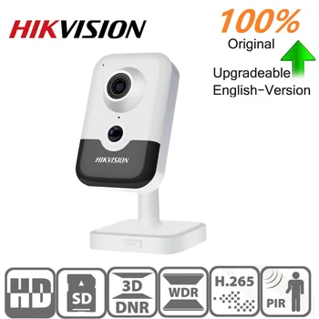 Оригиналната IP куполна камера Hikvision DS-2CD2443G0-IW 4-Мегапикселова IR камера с фиксиран куб WIFI PoE Вграден високоговорител вграден микрофон, поддръжка на Cam
