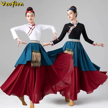 Тибетское Танцово Рокля, Монголски Танцови Костюми, облекло За етнически Малцинства, Жените Модерни Голяма Люлка, Пръчици За Хранене, Танци Екипировки