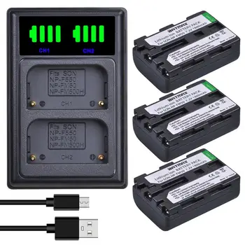 Batmax NP-FM50 NPFM50 FM55H Батерия + LED USB Двойно Зарядно Устройство За Sony NP-FM51 NP-FM30 NP-FM55H DCR-PC101 A100 Серията DSLR-A100