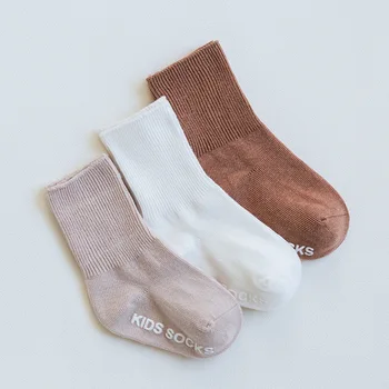 Летни детски нескользящие чорапи, 3 бр./лот, обикновена памучни модни Чорапи на престоя си, За малки момчета и момичета, нескользящие чорапи на Пода