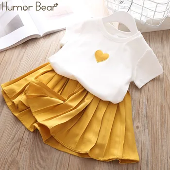 Humor Bear/Лятна Модна Марка Открийте облекла за момичета, Детски Дрехи, Памучен Тениска с изображение на животни + панталони, Комплект детски дрехи