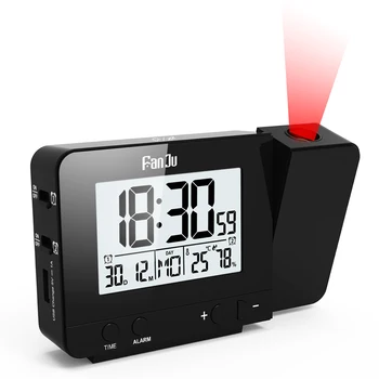 Прожекционен alarm clock FanJu FJ3531, Дигитален Будилник С Функция за Повторение на Датата, Проектор С Подсветка, Настолни компютри Led Часовник С Проекция на Времето