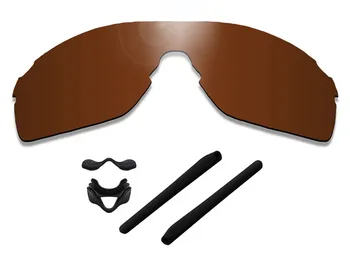 Glintbay 100% Точни кафяви сменяеми лещи и черна гума комплект за слънчеви очила Oakley EVZero Pitch