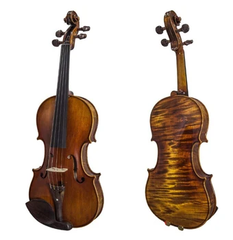 Идеална одноплатная благородна цигулка ръчно изработени 4/4 от масивно дърво с изображение на тигър тъмно кафява цигулка да свири на инструмент безплатна доставка
