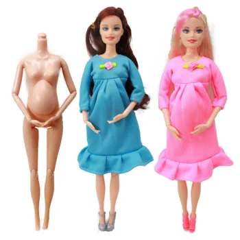 11 Инча Бременна Кукла на Тялото с Главата 1/6 Бременна Жена Голо Тяло с Новороденото Бебе Модерни Играчки Кукли за Деца момичета