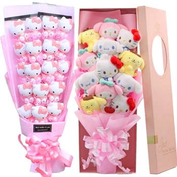 Sanrio Hello Kitty Плюшено Букет My Melody Кукла Куломи Сладко Сапун Цвете За Подарък Кутия Букет От Рози, Подаръци За Свети Валентин