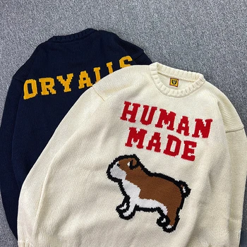 Вязаный Пуловер, Ръчно изработени с Принтом Кучета За Мъже и Жени е 1:1, Японски Случайни Пуловер, РЪЧНО изработени