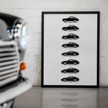 911 Еволюцията на Супер Спортен Автомобил Плакати Платно Снимки на Стената Книги За Изкуството Начало Декор на Картини за Всекидневна Декорация на Дома