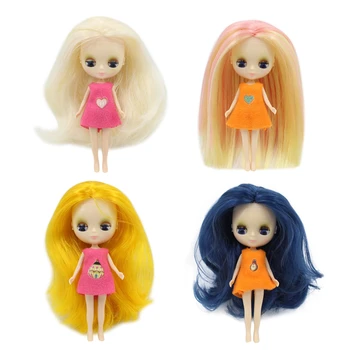 DBS blyth мини кукла 10 см играчка гола кукла цветни дълга коса, лъскава лицето на аниме подарък за момичета