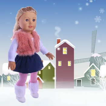 Куклен зимния моден пуловер за американската кукла 18 инча и момичетата-кукли ReBorn Baby 43 см, играчки за момичета на нашето поколение, Коледен подарък