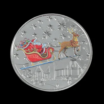 1БР Петно Дядо Коледа Възпоменателна Златна Монета Цвят Щампована Медал Коледен Подарък Възпоменателна Монета