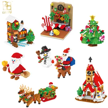 698 бр. + Коледни Строителни Блокове на Дядо Коледа, Фигурка на Снежен човек, Тайнството на Дърво, Елена, Мини-Тухли, Играчки за Деца, Подарък за Коледа