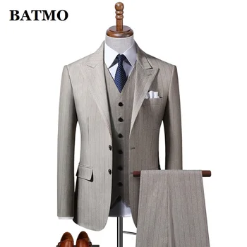 BATMO 2021 ново записване, мъжки костюми в райе на висококачествени, ежедневни костюми с две цепки, 625