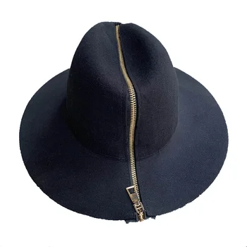 Светкавица 2021 дълбока фетровая шапка ретро вълнена шапка дамски Европейската пънк верига новост е плоска шапка мъжка шапка градинска мода дива тенденция