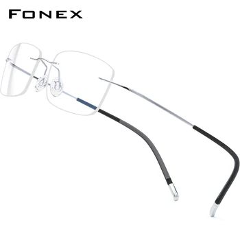 FONEX Титанов Очила Без Рамки В Рамките Мъжки 2021 Нови Очила без рамки Рецепта Женски Оптични Очила За Късогледство 9203