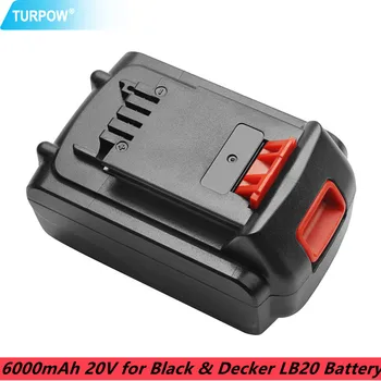 Turpow Подмяна на 6000 mah 20 6.0 Ah Акумулаторна Батерия за Black & Decker LB20 LBXR20 LB2X4020 LGC120