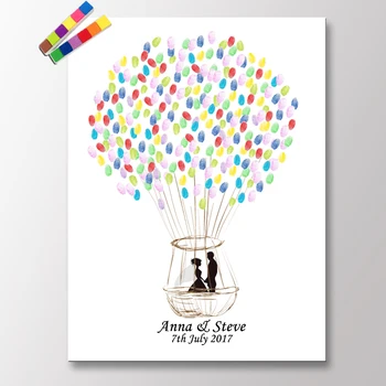 HAOCHU Значим САМ Отпечатък от Пръст Ръчно Рисуване на Сватбен Балон Идеи за Сватбен Подарък на пръстов Отпечатък Книга за Гости Подарък За Спомен 2 Мастило