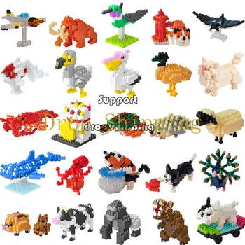 Разнообразни Мини Блокове Животни Зоопарк Комплекти Динозаврите Микро Строителни Тухли Творчеството си САМ 