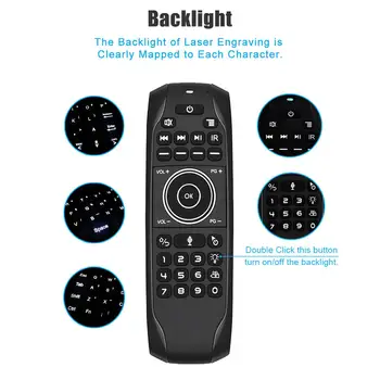 G7V PRO Многофункционален LED Мини-Жироскоп с Подсветка, Безжична Въздушна Мишка с английската клавиатура, 2,4 G, Smart Voice Дистанционно Управление