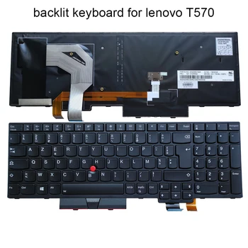 Френски azerty клавиатура с подсветка За Lenovo Thinkpad T570 P51S T580 P52S 01ER552 FR лаптоп смяна на клавиатурата с подсветка черен