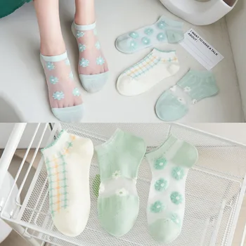 10 парчета = 5 двойки, Нови пролетно-летни дамски чорапи-чехли Ins, модерни зелени дамски чорапи за почивка, женски