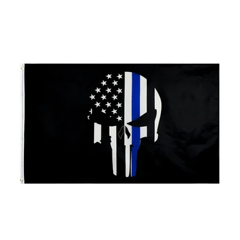 ФЛАГЛАНДИЯ 90*150 см полицията първата реакция на тънка синя линия на черепа костен Флаг
