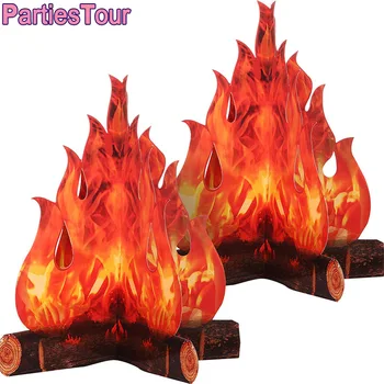 3D Цветна Картонена Огъня като основен Елемент на Изкуствен Огън Фалшив Пламък Книжен Парти Декоративен Факела на Пламъка (Златисто-Оранжево) 14 