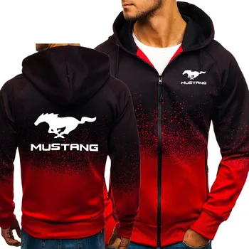 2021 Нова стилни Ежедневни тенденция Мъжко яке Mustang с Логото на Колата, Пролет-Есен, Висококачествено Мъжко Спортно яке с качулка с цип
