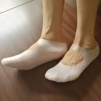 Силикон, Овлажняващи Гел Чорапи за Пети със Защита От Пукнатини За Грижа За кожата на Краката Гел Чорапи за Многократна употреба и миещи 1 Чифт