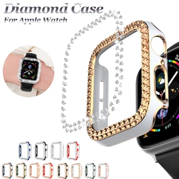 Луксозен калъф за часа на Apple Watch 44 мм 40 мм 42 мм, 38 мм, Калъф за часовници с диаманти от КОМПЮТЪР, за да Iwatch Series 6 5 SE 4 3 2 1 Ярко покритие