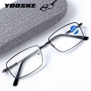 YOOSKE Метални Мъжки слънчеви Очила За Четене Синя Светлина Реколта Бизнес Очила За Далекогледство Очила За Четене 1,0 1,5 2,0 2,5 3,0 3,5 4,0