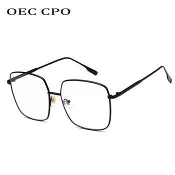 OEC CPO Сплав Прозрачни Квадратни Очила Дамски Мъжки Прозрачни Оптични Очила В Рамки Мъжки и Женски Черни и Златни очила Очила O945