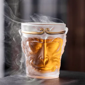 Китайски стил, дизайн във формата на Сун Укуна, бессвинцовая стъклена чаша за уиски, домашна посуда за напитки, чайна стъклена чаша