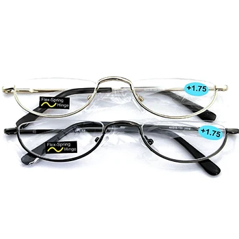 Очила за четене в полумесяцной ръбове, четец без рамки за нормално зрение и четене, е лека метална дограма с пружинным тръба на шарнирна връзка
