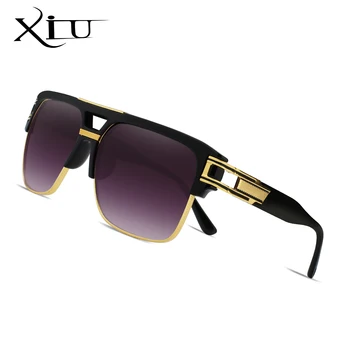 XIU полуметаллическая дограма мъжки слънчеви очила класически ретро vintage слънчеви очила дамски маркови дизайнерски дамски слънчеви очила на най-високо качество UV400