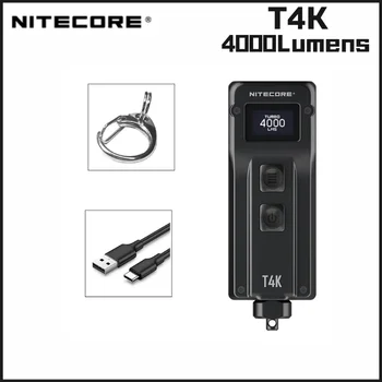 NITECORE T4K 4000 лумена Преносим Ключодържател Фенерче USB Акумулаторна Използва 4xCREE XP-12 V6 Мини Led Фенерче