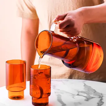 Скандинавски Висококачествен Творчески Стъклен Чайник С Висока Устойчивост На Топлина, Битова Бутилка За Студена Вода С Голям Капацитет, Кана За Сок