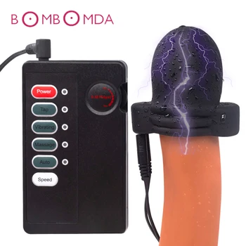 Електрически Шок Вибратор Главата Секс Играчки за Мъже Мастурбатор Чаша Вълна Терапия Клетка За Пениса Шокиращо за Устройство на Целомъдрието сексуално здраве