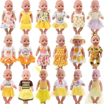 Уважаеми Жълта Рокля с лък, Дрехи За малките Момичета 43 см и 18 см, американската кукла, Нашето Поколение, Аксесоари За Новородени, Подарък За Момичета