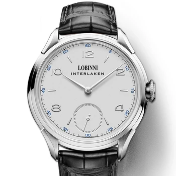 мъжки ръчен часовник,мъжки ръчен вятър механични часовници LOBINNI Швейцария луксозна марка мъжки ръчен часовник водоустойчив кожена каишка часовник