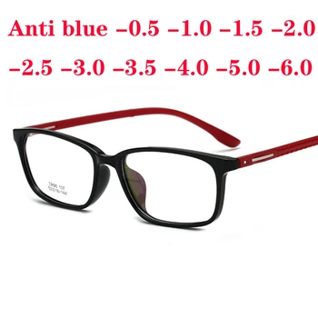 Ултра-леки очила за късогледство TR90 За жени и мъже, Модерна Квадратна Пластмасова дограма, Анти-сини Очила за късогледство с -0,5-1,0 -1,5 до -6,0