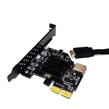 BTBcoin Добавите към картата на PCI Express са 3.0 USB 3,1 PCI-E Карта PCIE USB Адаптер Raiser TYPE-E USB3.1 Gen2 10 gbps + USB2.0 разширяване Карта