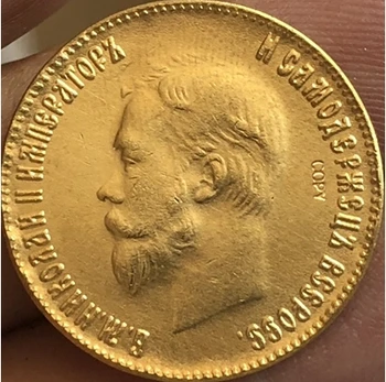24-Каратная позлатен златна монета 1898-1911 години Русия 10 рубли копие