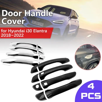 Капачка на Дръжката на Вратата от Въглеродни Черно Влакна за Hyundai i30 Elantra GT PD i30N 2018 ~ 2019 2022 Капак Комплект Ключалки Тапицерия на Колата Стикер Аксесоари