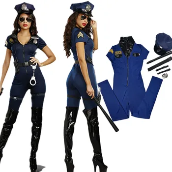 Най-Секси Жена На Полицай Полицейски Костюм На Карнавалните Костюми, Полицейска Униформа Хелоуин Възрастни Жени И Един Полицай Cosplay Гащеризон