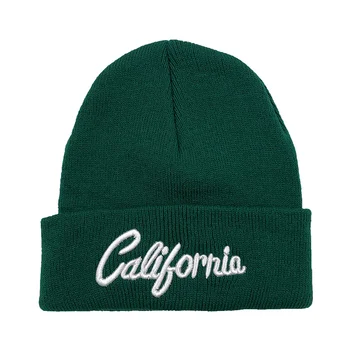 Вязаная шапка с насипни бродерия букви, есенно-зимни Модни Приятна Зелена Вълнена Шапка, Студено шапка, мъжки и женски Сдвоени Шапки